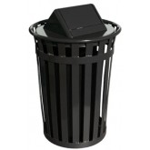 WITT Oakley Collection Outdoor Waste Receptacle with Swing Top - 36 Gallon, Black